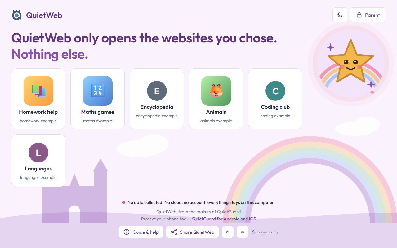 QuietWeb-Startseite im Kinder-Stil „Magie“