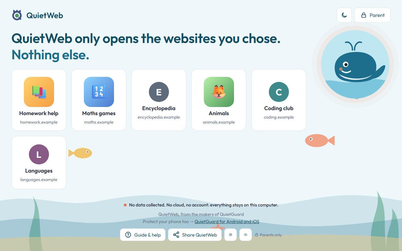 QuietWeb-Startseite im Kinder-Stil „Meeresfreunde“